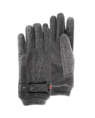 Gants bi-matière doublés polaire et tactile pour homme coloris gris chiné - Isotoner