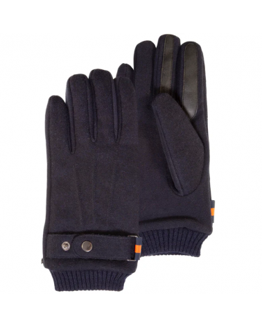 Gants bi-matière doublés polaire et tactile pour homme coloris marine - Isotoner