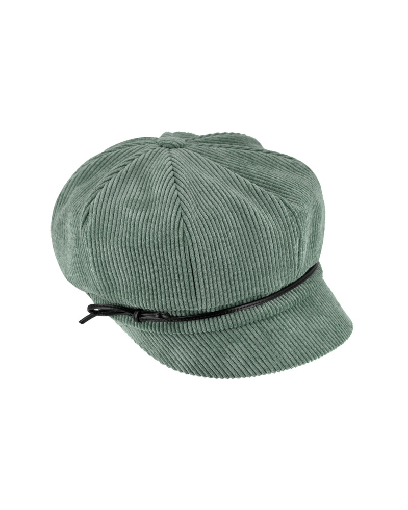 Casquette forme gavroche en velours côtelé coloris menthe - Chapo & Co