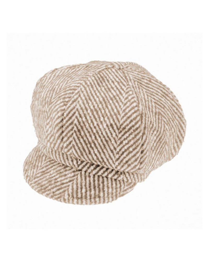 Casquette forme gavroche imprimé chevrons coloris beige - Chapo & Co