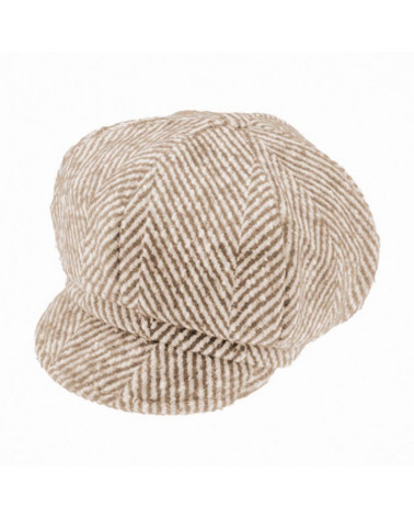 Casquette forme gavroche imprimé chevrons coloris beige - Chapo & Co