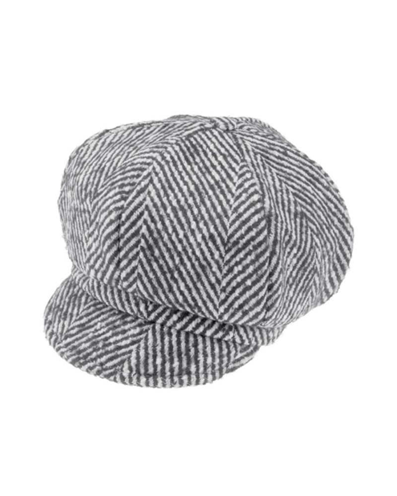 Casquette forme gavroche imprimé chevrons coloris gris - Chapo & Co