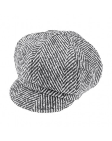 Casquette forme gavroche imprimé chevrons coloris gris - Chapo & Co