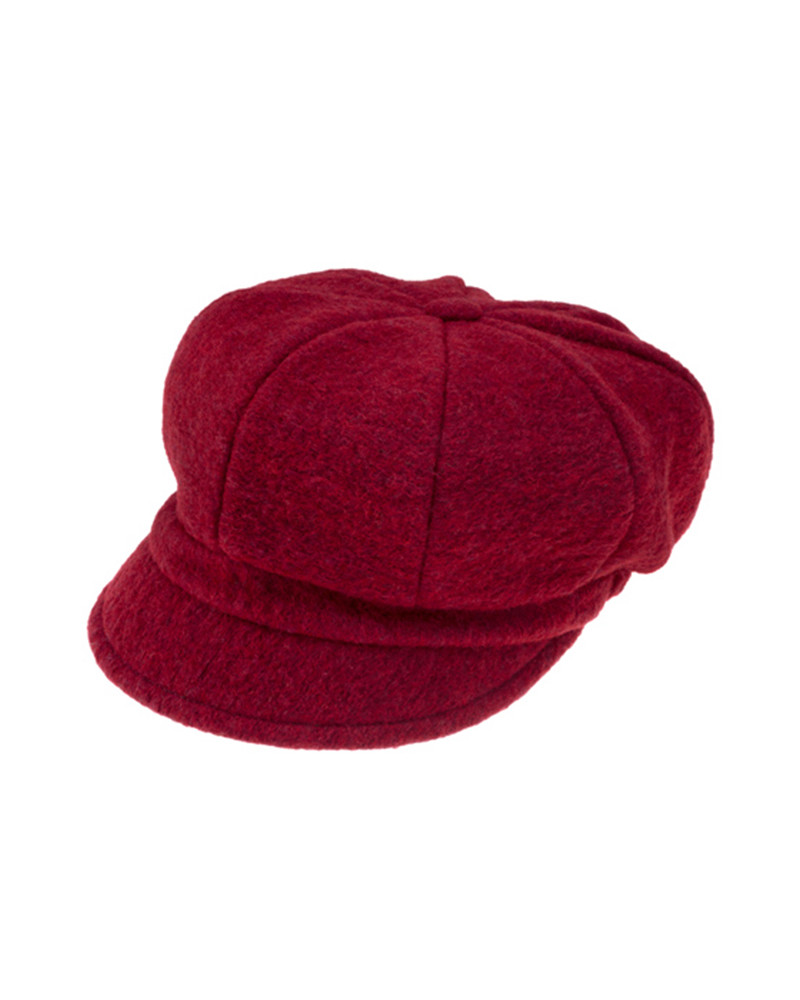 Casquette forme gavroche en laine bouillie coloris rouge - Chapo & Co