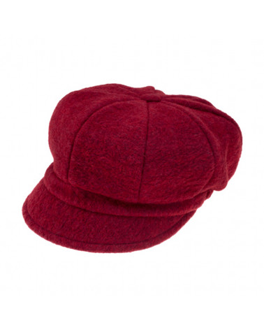 Casquette forme gavroche en laine bouillie coloris rouge - Chapo & Co