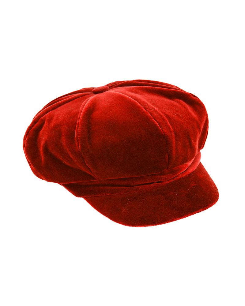 Casquette forme gavroche en velours soyeux coloris rouge - Chapo & co