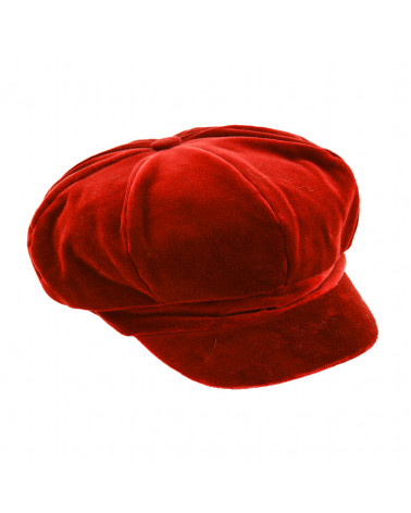 Casquette forme gavroche en velours soyeux coloris rouge - Chapo & co