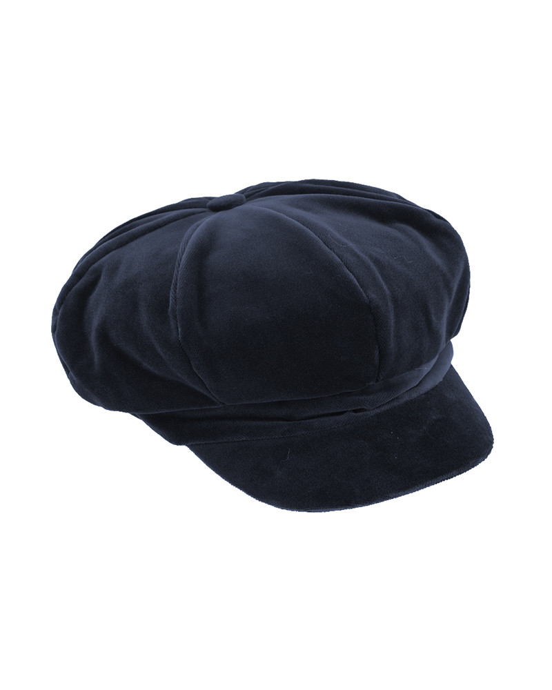 Casquette forme gavroche en velours soyeux coloris marine - Chapo & co