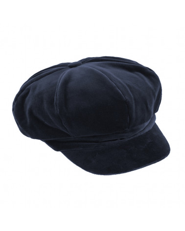 Casquette forme gavroche en velours soyeux coloris marine - Chapo & co