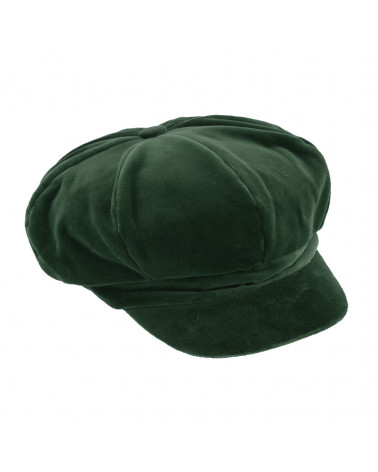 Casquette forme gavroche en velours coloris vert olive - Chapo & co