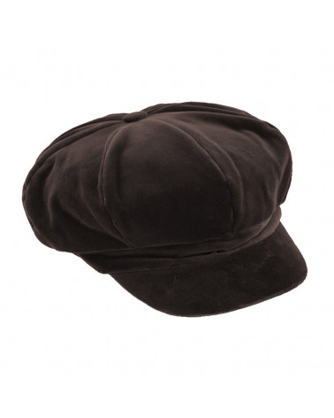 Casquette forme gavroche en velours coloris Chocolat - Chapo & co