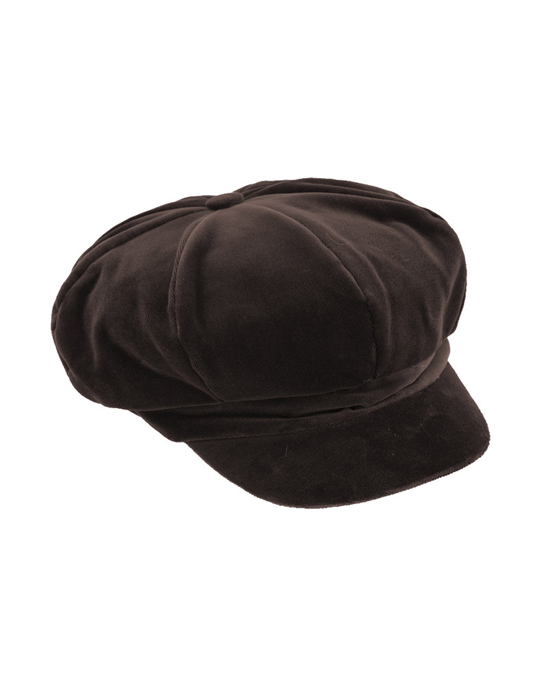 Casquette forme gavroche en velours coloris Chocolat - Chapo & co