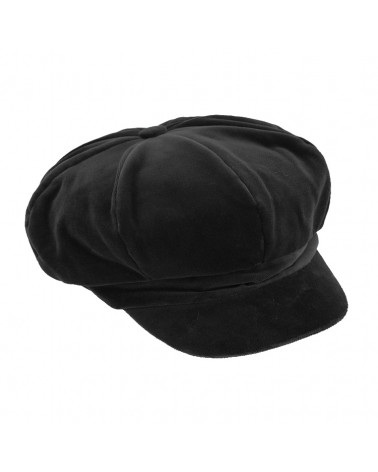 Casquette forme gavroche en velours coloris Noir - Chapo & co