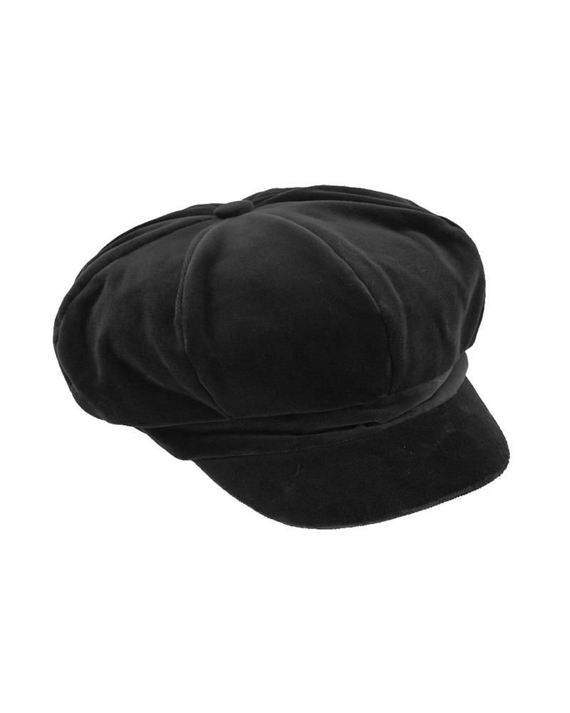 Casquette forme gavroche en velours coloris Noir - Chapo & co