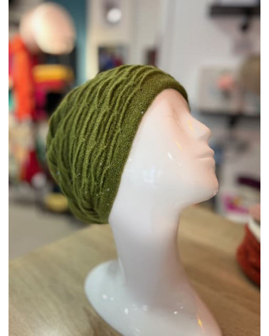 Béret chic et souple en mohair coloris vert mousse Vizio - Chapo & Co