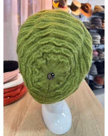 Béret chic et souple en mohair coloris vert mousse Vizio - Chapo & Co