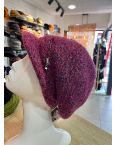 Casquette style gavroche en mohair et alpaga coloris violet Vizio - Chapo & Co