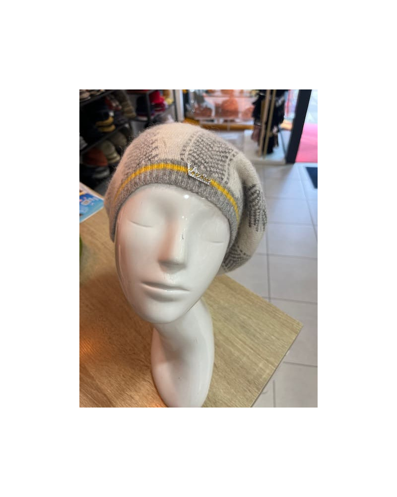 Béret chic et souple en mohair et mérinos coloris gris perle Vizio - Chapo & Co