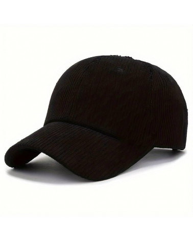 Casquette de baseball unicolore en velours côtelé coloris noir - Chapo & Co