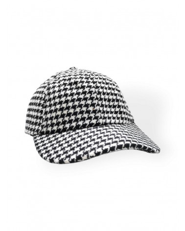 Casquette de baseball motif pied de poule noir - Chapo & Co