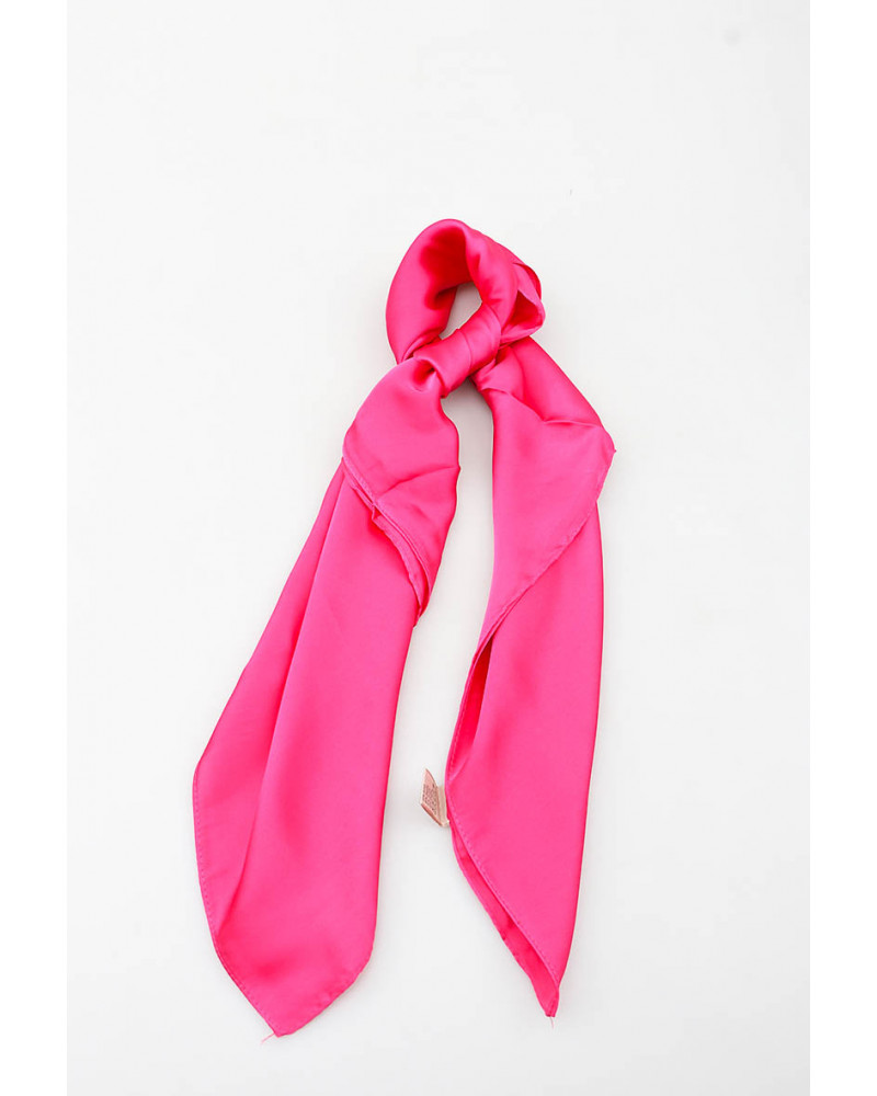 Foulard carré 70x70 en soie uni coloris fuchsia - Chapo & Co