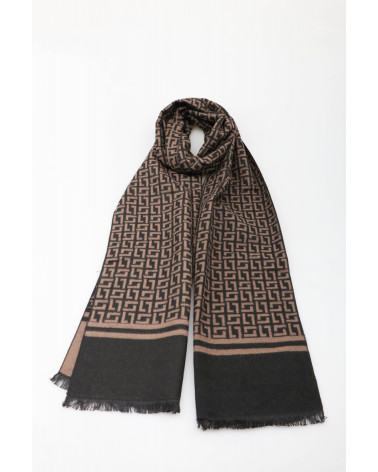 Foulard habillé homme en laine coloris taupe et noir - Chapo & Co