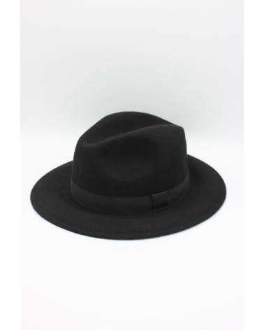 Chapeau forme Fedora en feutre de laine coloris noir