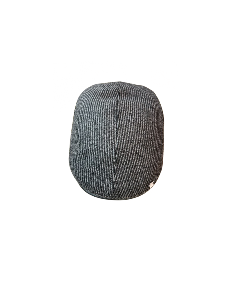 Casquette plate en laine avec oreilles motif rayures noir et anthracite - Göttmann