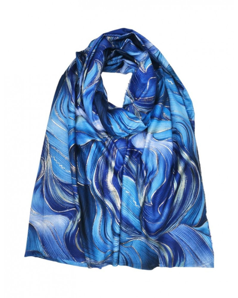 Echarpe au toucher doux motifs abstraits coloris bleu - Chapo & Co