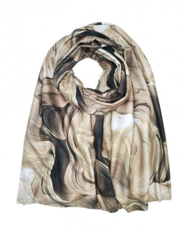 Echarpe au toucher doux motifs abstraits coloris taupe - Chapo & Co