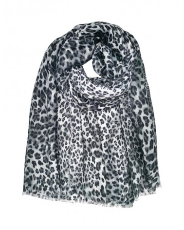 Foulard d'hiver au toucher doux imprimé léopard gris - Chapo & Co