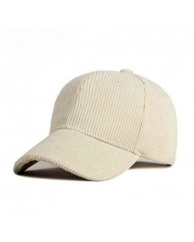 Casquette de baseball unicolore en velours côtelé coloris beige - Chapo & Co