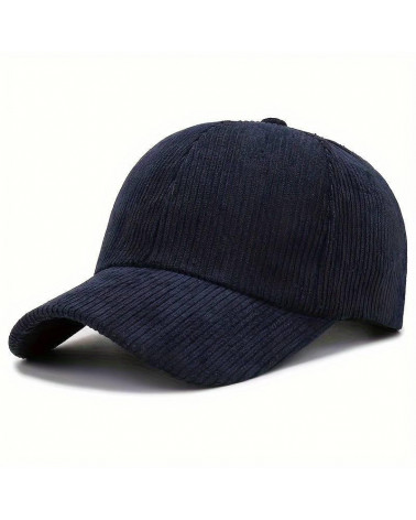 Casquette de baseball unicolore en velours côtelé coloris marine - Chapo & Co