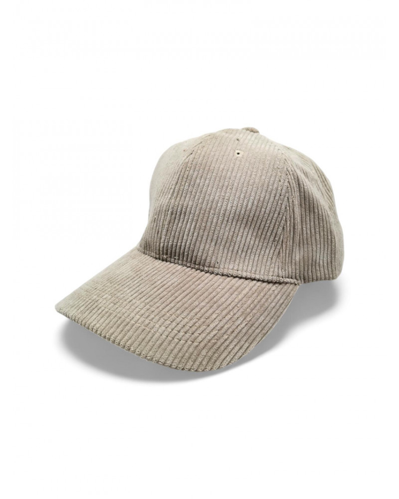 Casquette de baseball unicolore en velours côtelé coloris taupe - Chapo & Co