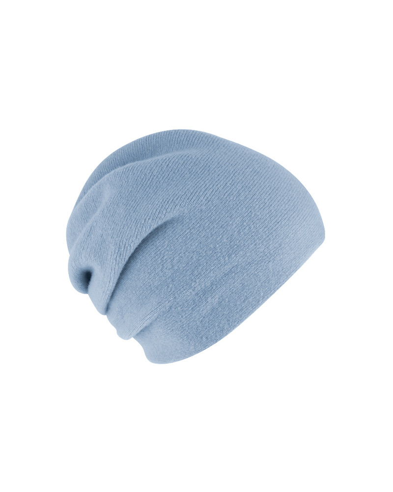 Bonnet tricoté en laine avec plis arrières coloris Bleu ciel - Chapo & co