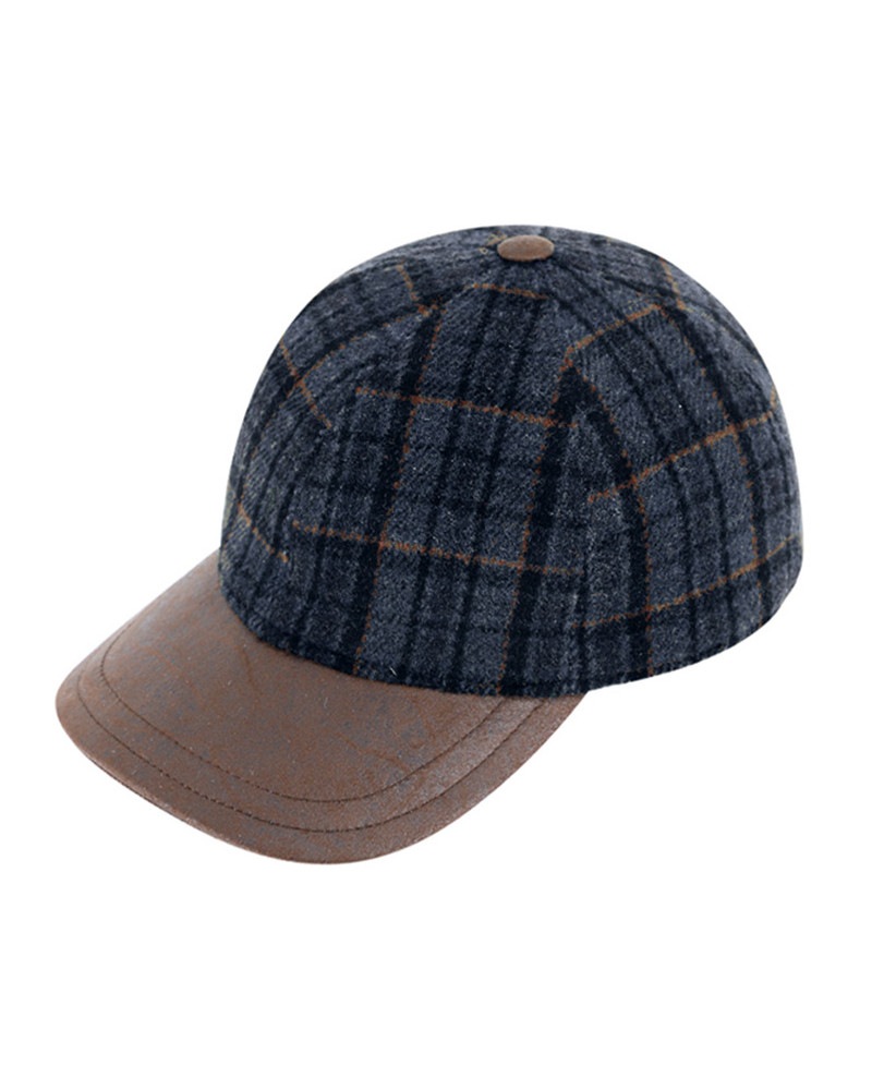 Casquette de baseball en laine chinée Shetland coloris marine - Chapo & Co