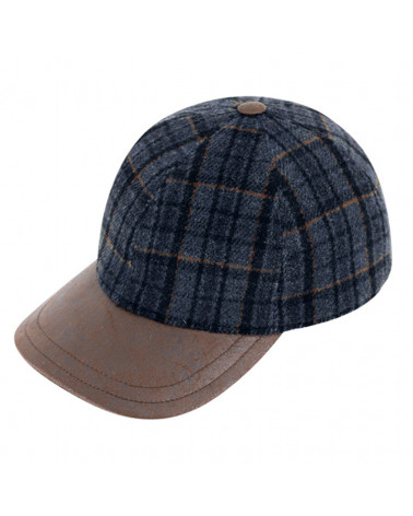 Casquette de baseball en laine chinée Shetland coloris marine - Chapo & Co