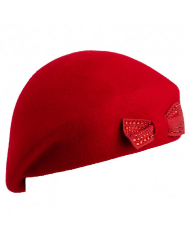 Chapeau béret bombé asymétrique en feutre de laine coloris rouge - Chapo & co