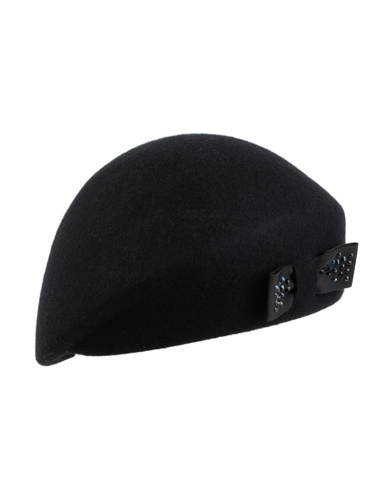 Chapeau béret bombé asymétrique en feutre de laine coloris noir - Chapo & co