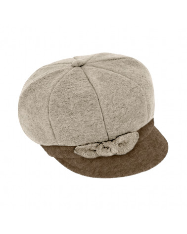 Casquette forme gavroche en laine bouillie bicolore beige - Chapo & Co