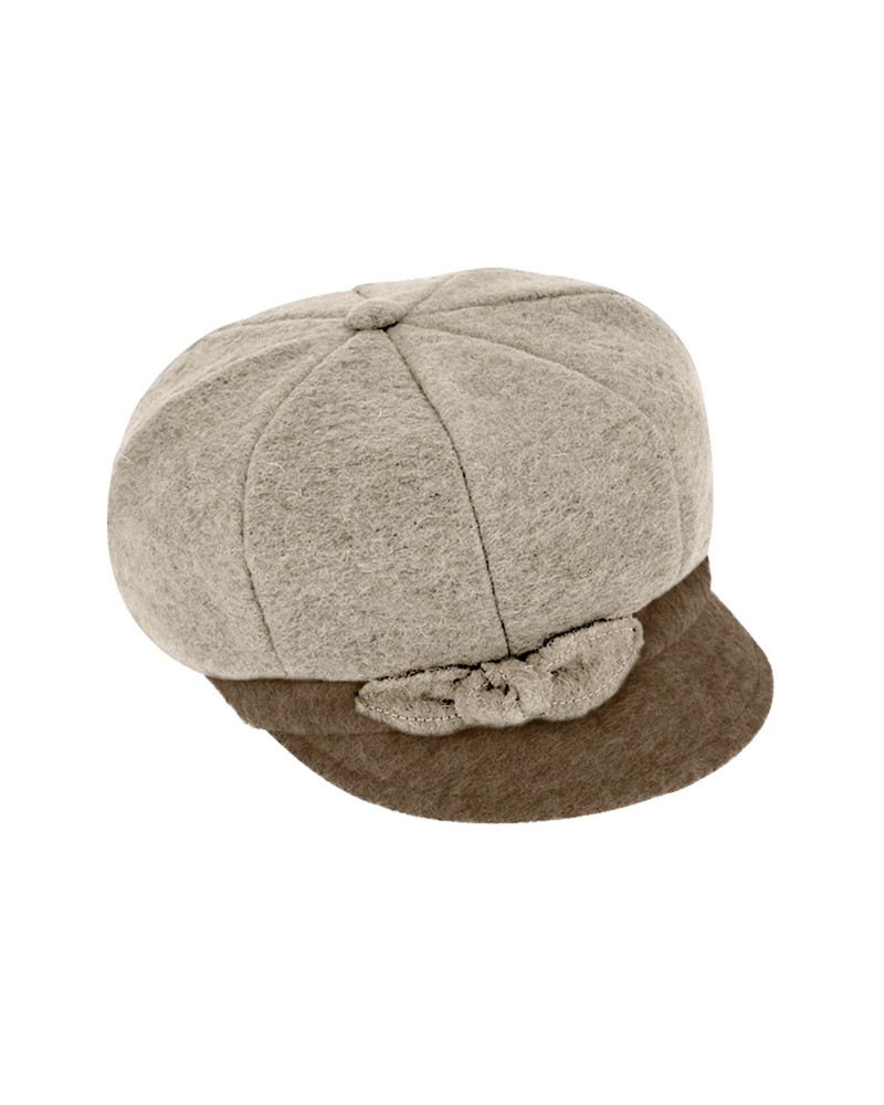 Casquette forme gavroche en laine bouillie bicolore beige - Chapo & Co