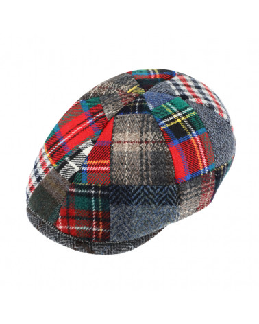 Casquette 6 côtes en laine motif patchwork rouge - Chapo & co