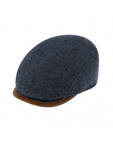 Casquette plate en laine vierge unie coloris Bleu jeans - Chapo & Co