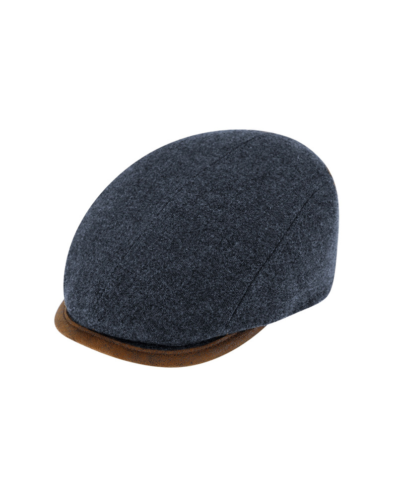 Casquette plate en laine vierge unie coloris Bleu jeans - Chapo & Co