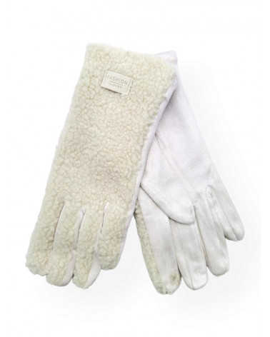 Gants pour femme effet mouton coloris écru - Chapo & Co