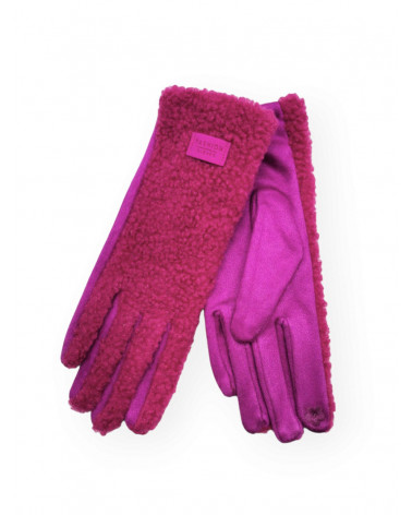 Gants pour femme effet mouton coloris fuchsia - Chapo & Co