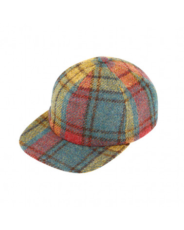 Casquette de baseball en laine Harris Tweed coloris pétrole - Chapo & Co