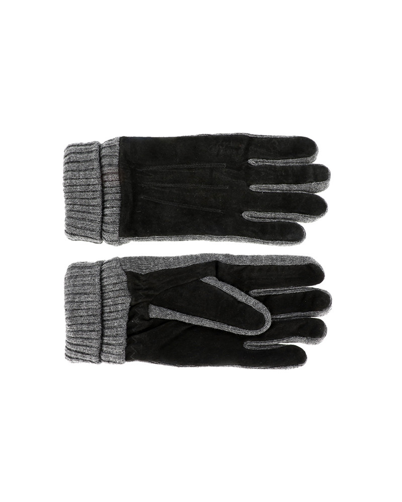 Gants en velours homme avec ceinture tricotée coloris noir - Chapo & co