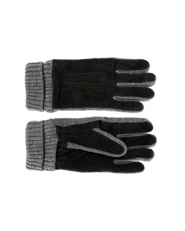 Gants en velours homme avec ceinture tricotée coloris noir - Chapo & co