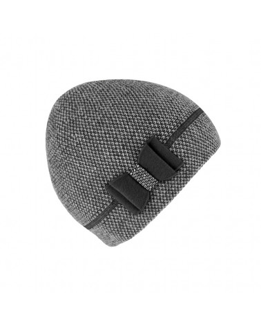 Bonnet tricoté laine mélangée avec noeud strass coloris gris - Chapo & co